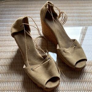 Vintage Jacques Levine Espadrille Wrap Tie Wedge Sandal